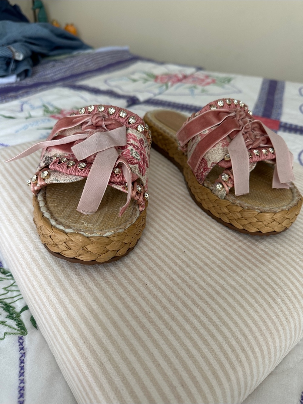 Circus by Sam Edelman Pink Ribbon Espadrille Slide Sandals